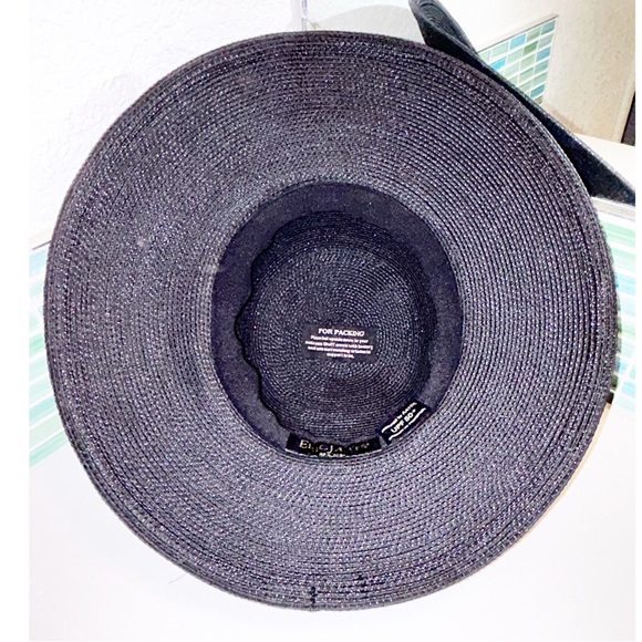 NWOT ERIC JAVITZ Hampton in Original Black Squishee Packable Straw Hat 4” Brim - Picture 8 of 14